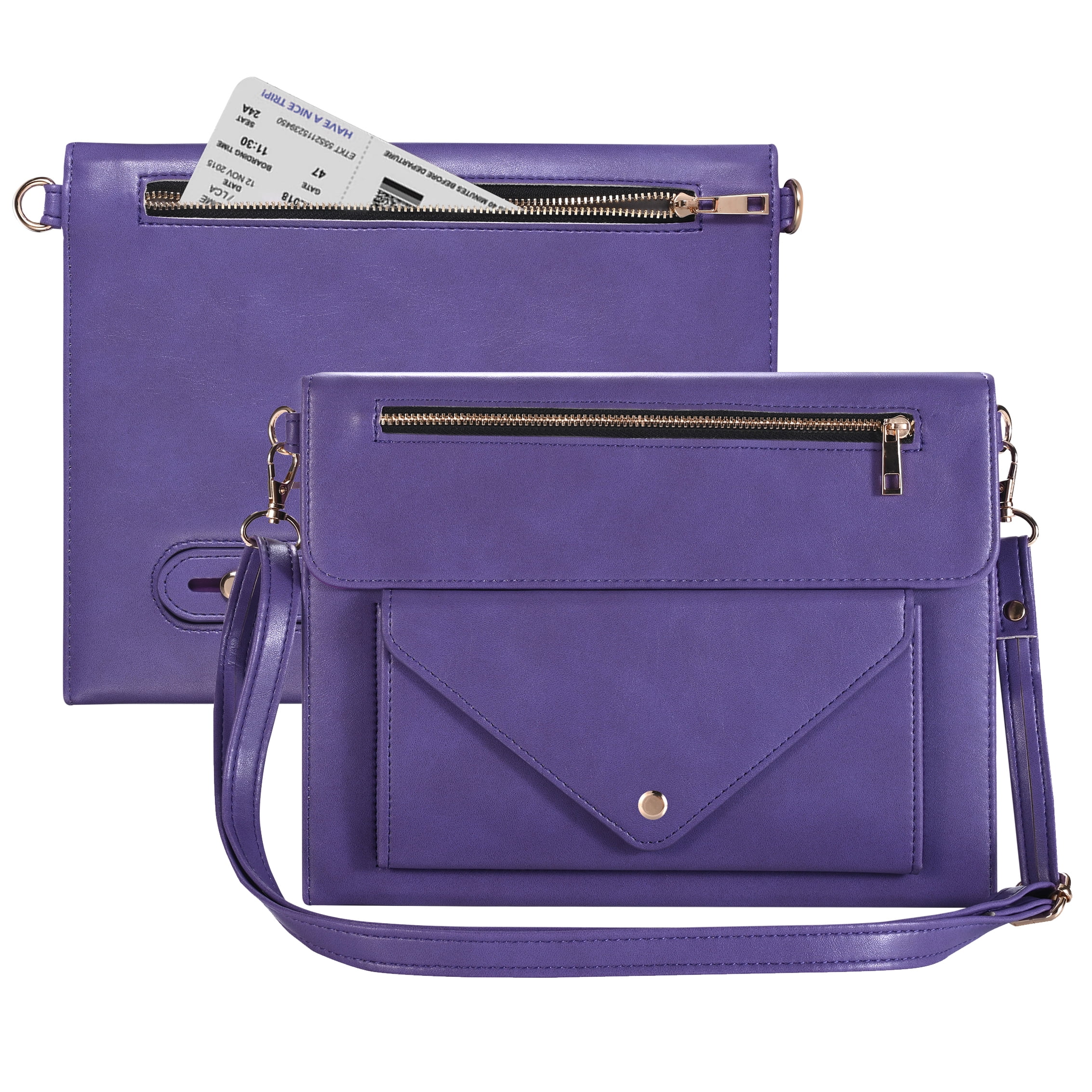TECH CIRCLE Case for Apple iPad Pro 12.9 inch 6th/5th/4th/3rd Generation,Premium PU Leather Folio Stand Cover with Pencil Holder Zipper Pocket Bag Shoulder Hand Strap Protective Business Case,Purple