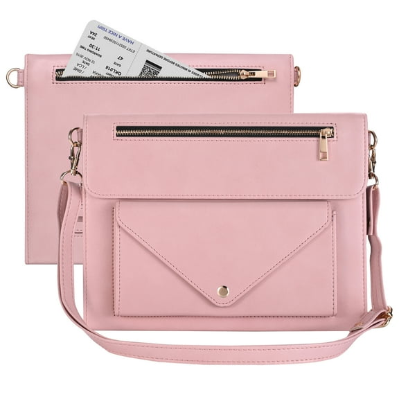 TECH CIRCLE Case for Apple iPad Pro 12.9 inch 6th/5th/4th/3rd Generation,Premium PU Leather Folio Stand Cover with Pencil Holder Zipper Pocket Bag Shoulder Hand Strap Protective Business Case,Pink