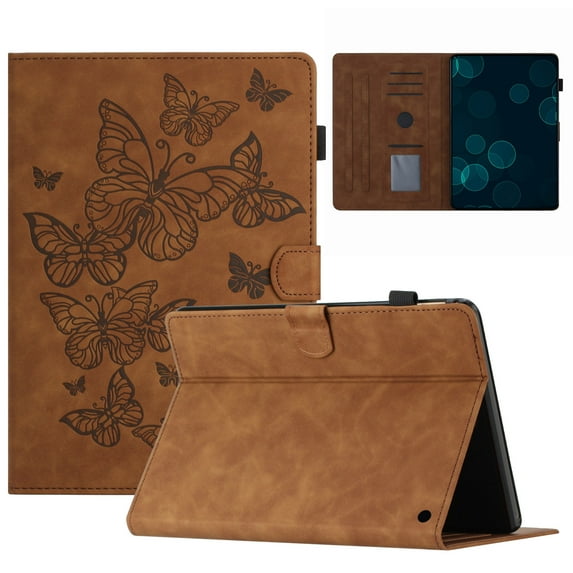 TECH CIRCLE Case for Fire 7 (12th Generation, 2022 Release) Tablet 7" - Magnetic Slim Folio Leather Cute Cover Case with Auto Sleep Wake /Card Holder /Adjustable Viewing Stand Angles (Butterfly Brown)