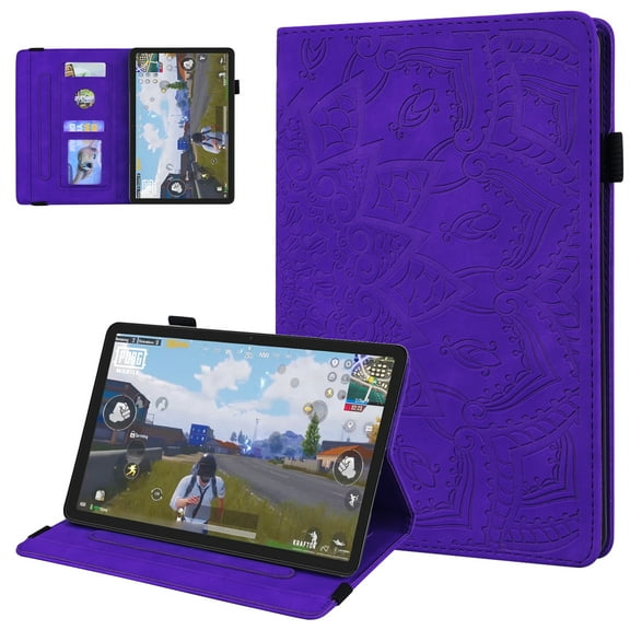TECH CIRCLE Case for Fire Max 11 Tablet (13th Generation) 2023, Embossed Flower Pattern PU Leather Protective Case with [Adjustable Viewing Stand Angles /Card Holder] Folio Slim Cover (Purple)