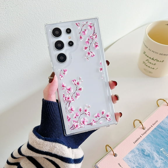 TECH CIRCLE Case For Galaxy A15,Cute Clear Slim Girls Women Shockproof Protective Soft TPU Bumper Transparent Cover Phone Case for Samsung Galaxy A15 6.5" 2024,Peach Blossom