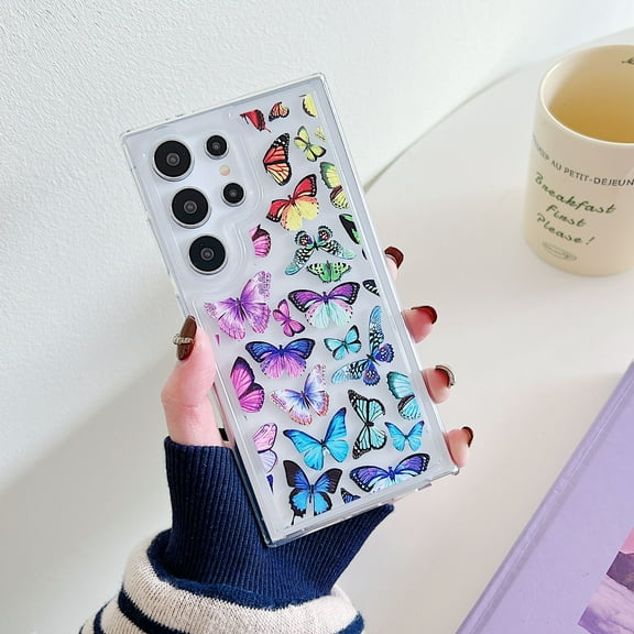 TECH CIRCLE Case For Galaxy S24+,Cute Clear Slim Girls Women Shockproof Protective Soft TPU Bumper Transparent Cover Phone Case for Samsung Galaxy S24 Plus 6.6" 2024,Color Butterfly