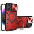 thumbnail image 1 of TECH CIRCLE Case For iPhone 11 Pro, Sliding Lens Protective Rugged Case with Rotating Stand Phone Ring Holder Lightweight Sturdy Shockproof Cover for Apple iPhone 11 Pro 5.8" 2019,Red, 1 of 8