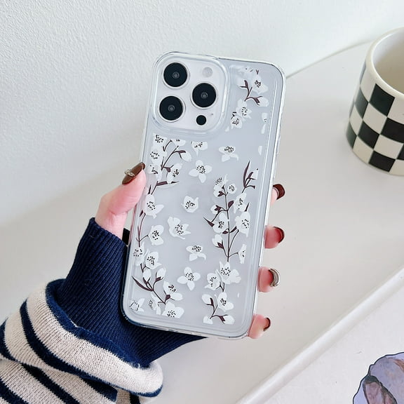 TECH CIRCLE Case For iPhone 14,Cute Clear Slim Girls Women Shockproof Protective Soft TPU Bumper Transparent Cover Phone Case for Apple iPhone 14 6.1" 2022,White Flower