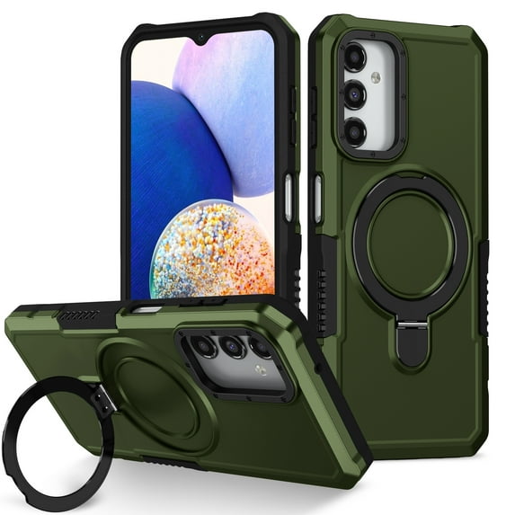 TECH CIRCLE Case for Galaxy A03S, Premium Plastic/TPU Hard Case with Sturdy View Kickstand Military Drop Shockproof Protective Rugged Slim Back Cover Shell for Galaxy A03S 6.5" 2021,Darkgreen