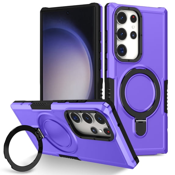 TECH CIRCLE Case for Galaxy S21 Ultra, Premium Plastic/TPU Hard Case with Sturdy View Kickstand Military Drop Shockproof Protective Rugged Slim Back Cover Shell for Galaxy S21 Ultra 2021,Purple
