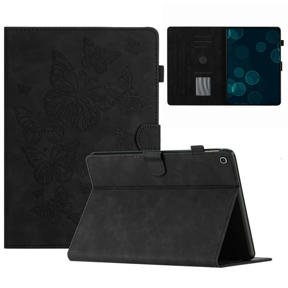 TECH CIRCLE Case for Galaxy Tab A 10.1" (2021) Model SM-T510 - Slim Lightweight Folio Case with Adjustable Viewing Stand Angles /Card Holder, Protective Leather Wallet Cute Cover (Butterfly Yellow)