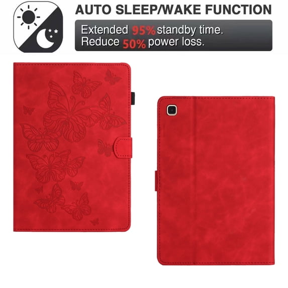 TECH CIRCLE Case for Galaxy Tab A7 Lite (2021) 8.7" (Model SM-T220) - Lightweight Folio Case with Adjustable Viewing Stand Angles /Card Holders, Protective Cute Wallet Leather Cover (Butterfly Red)