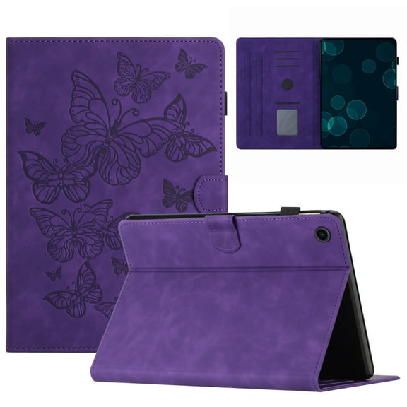 TECH CIRCLE Case for Galaxy Tab A8 10.5" (2022) Model SM-X200 - Lightweight Folio Case with Adjustable Viewing Stand Angles /Auto Sleep Wake, Protective Leather Cute Wallet Cover (Butterfly Purple)