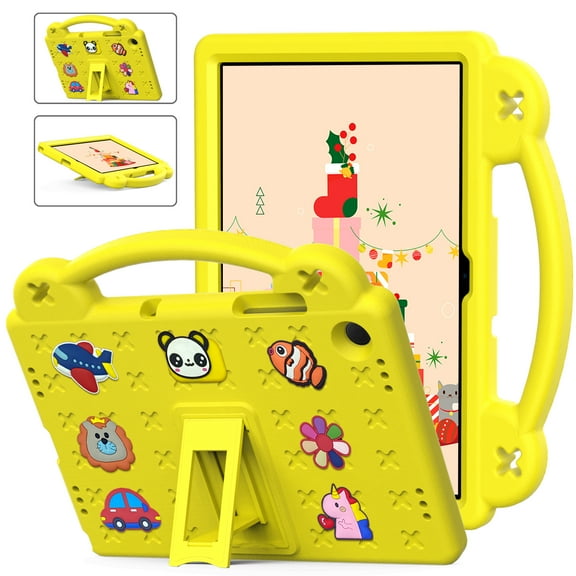 TECH CIRCLE Case for Galaxy Tab A9+ (2023) Tablet, Model SM-X210/X215/X216 Case - Premium Shockproof Sturdy Rugged Case with Foldable Kickstand Lightweight Portable Handle Cute Kids Cover, Yellow