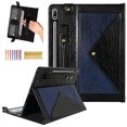 thumbnail image 1 of TECH CIRCLE Case for Galaxy Tab S10 Plus/S9 Plus/S8 Plus/S7 FE/S7+12.4",PU Leather Fold Business Stand Protective Cover Pen Holder Card Slots Shoulder Hand Strap Handbag Wallet Case,Blue + Black, 1 of 6