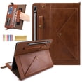thumbnail image 1 of TECH CIRCLE Case for Galaxy Tab S10 Plus/S9 Plus/S8 Plus/S7 FE/S7+12.4",PU Leather Fold Business Stand Protective Cover Pen Holder Card Slots Shoulder Hand Strap Handbag Wallet Case,Coffee, 1 of 6