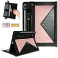 thumbnail image 1 of TECH CIRCLE Case for Galaxy Tab S10 Plus/S9 Plus/S8 Plus/S7 FE/S7+12.4",PU Leather Fold Business Stand Protective Cover Pen Holder Card Slots Shoulder Hand Strap Handbag Wallet Case,Rosegold + Black, 1 of 6