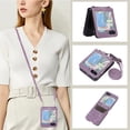 thumbnail image 1 of TECH CIRCLE Case for Galaxy Z Flip 5 - Classic Leather Case with Card Holder / Adjustable Shoulder Strap, Portable Durable Simple Case for 2023 Release Samsung Galaxy Z Flip 5 Phone, Purple, 1 of 10