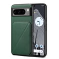 thumbnail image 1 of TECH CIRCLE Case for Google Pixel 6a (6.1-inches) 2022 Release Cell Phone - Premium Faux Leather/Silicone Back Cover Phone Case [Built-in Viewing Stand/Card Holder] Lightweigt Thin Cover Shell, Green, 1 of 6