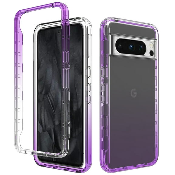 TECH CIRCLE Case for Google Pixel 8 Pro,Gradient Clear Dual Layer Hybrid 2-In-1 Transparent Anti-Scratch Shockproof Protective Lightweight Slim Fit Phone Case for Google Pixel 8 Pro 6.7 inch 202Purple