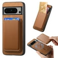 thumbnail image 1 of TECH CIRCLE Case for Google Pixel 9 Pro, Pixel 9 Case 6.3" 2024, PU Leather Phone Case with Removable Magnetic Card Holder Pocket, Compatible with MagSafe, Protective Lightweight Wallet Cover, Brown, 1 of 10