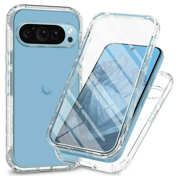 TECH CIRCLE Case for Google Pixel 9 Pro, Pixel 9 Case 6.3" 2024, Shockproof Phone Case with Built-in Anti-Scratch Sensitive Screen Protector, Full Coverage Protective Lightweight Cover, Clear