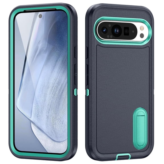 TECH CIRCLE Case for Google Pixel 9 Pro XL 6.8" (2024 Release), Fashion Durable Protective Shockproof Phone Case with Kickstand, Lightweight Cute Slim Snug Fit Pocket-friendly Cover, Blue/Mint