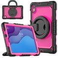 thumbnail image 1 of TECH CIRCLE Case for Lenovo Smart Tab M10 HD (2nd Gen) (10.1") (Model TB-X306X) with [Screen Protector] - Drop Proof Protective Kickstand Case Portable Handle Sturdy Rugged Cover, Black+Rose, 1 of 8