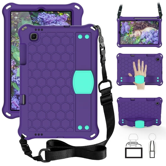 TECH CIRCLE Case for Lenovo Tab M10 (TB-X306) & Tab M10 FHD Plus (TB-X606) & Tab K10 (TB-X6C6) Tablet (10.3in) - Lightweight Protective Shockproof Back Cover Case with Shoulder Strap (Purple + Mint)