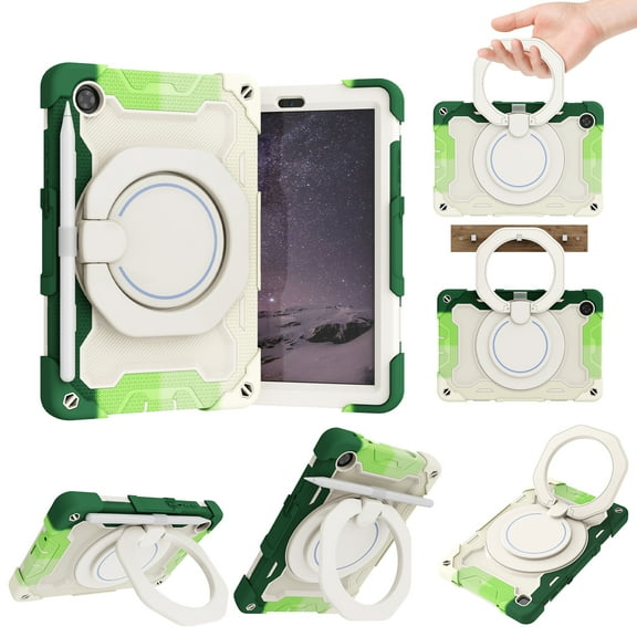 TECH CIRCLE Case for Lenovo Tab M8 HD (8") (TB-8505F) Tablet - Heavy Duty Protection Rugged Case with Kickstand Portable Handle Drop Proof Cover, Rainbowgreen