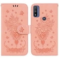 thumbnail image 1 of TECH CIRCLE Case for Motorola Moto G Pure Smartphone (6.5 Inch) - Butterfly Flower Pattern PU Leather Protective Fold Stand Flip Classic Case for Women (Pink), 1 of 5