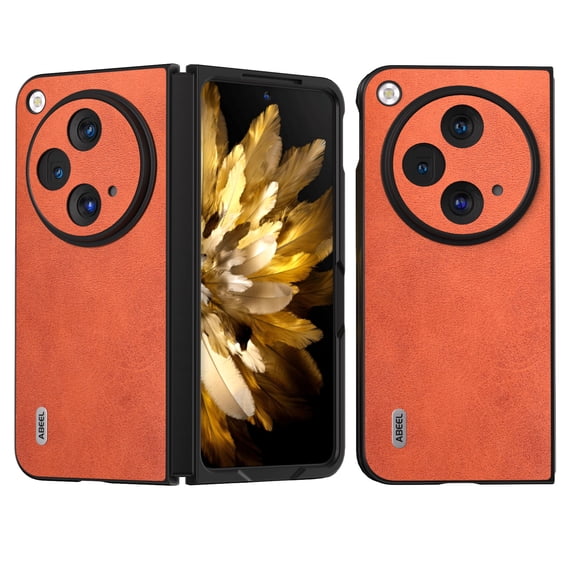 TECH CIRCLE Case for One Plus Open / Oppo Find N3 2023, PU Leather Phone Cover Classic Fashion Ultra Slim Lightweight Shockproof Anti-drop Camera Lens Protection Anti-scratch Shell, Brown
