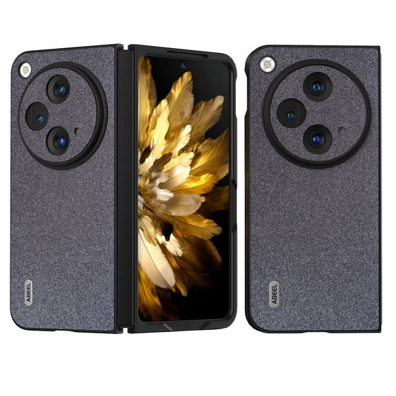 TECH CIRCLE Case for One Plus Open,Oppo Find N3 Cas 2023, PU Leather Glitter Stylish Cover Classic Fashion Ultra Slim Lightweight Shockproof Anti-drop Camera Lens Protection Anti-scratch Shell, Black