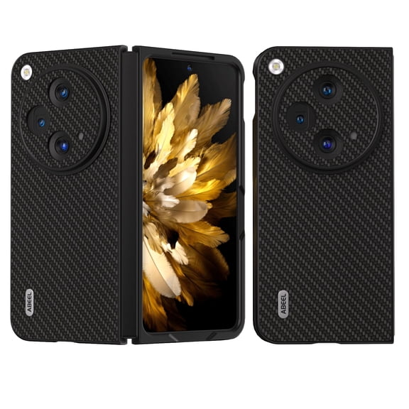 TECH CIRCLE Case for One Plus Open,Oppo Find N3 Case 2023, Carbon Fibre Cover Classic Fashion Ultra Slim Lightweight Shockproof Anti-drop Camera Lens Protection Anti-scratch Phone Case, Black
