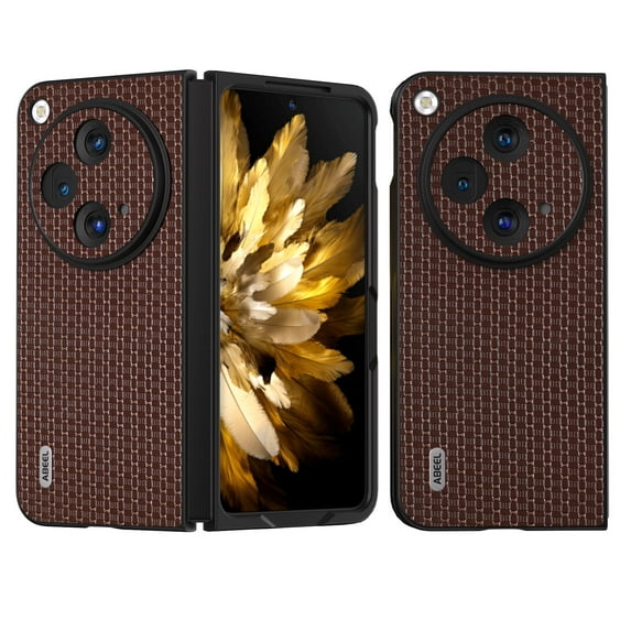 TECH CIRCLE Case for OnePlus Open 2023,Oppo Find N3 Case, Luxury Grid Texture Leather Anti-Slip Shockproof Protection Slim Lightweight PU Leather Cover Case for OnePlus Open & Oppo Find N3 - Coffee