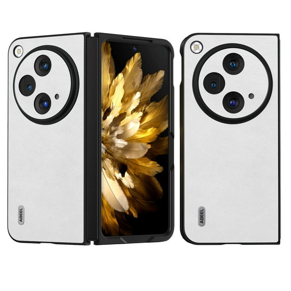 TECH CIRCLE Case for OnePlus Open 7.82 Inch,Premium Luxury PU Leather Shockproof Protective Case with Camera Lens Protector ,Anti-Drop Full Body Protection Phone Cover for OnePlus Open 2023, White