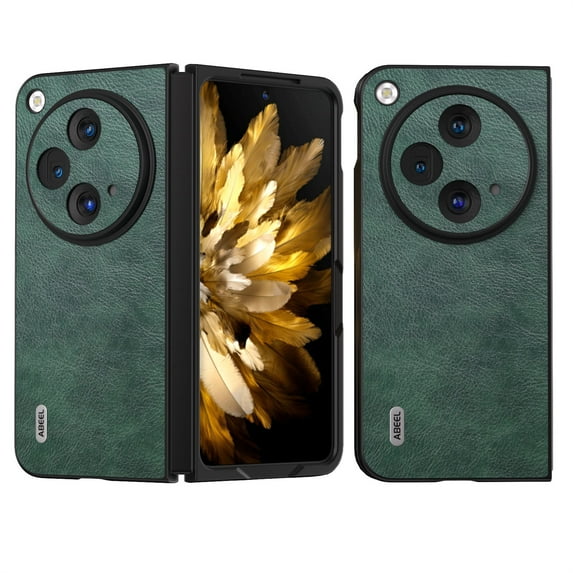 TECH CIRCLE Case for OnePlus Open 7.82 Inch,Premium Luxury PU Leather Shockproof Protective Case with Camera Lens Protector ,Anti-Drop Full Body Protection Phone Cover for OnePlus Open 2023, Green