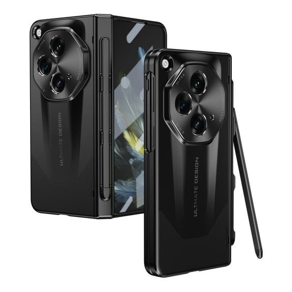 TECH CIRCLE Case for OnePlus Open with Pen Holder,Full Body Shockproof Rugged Case with Built-in Screen Protector Stylus Pen Hinge Protection Camera Lens Protection Cover for OnePlus Open,Black