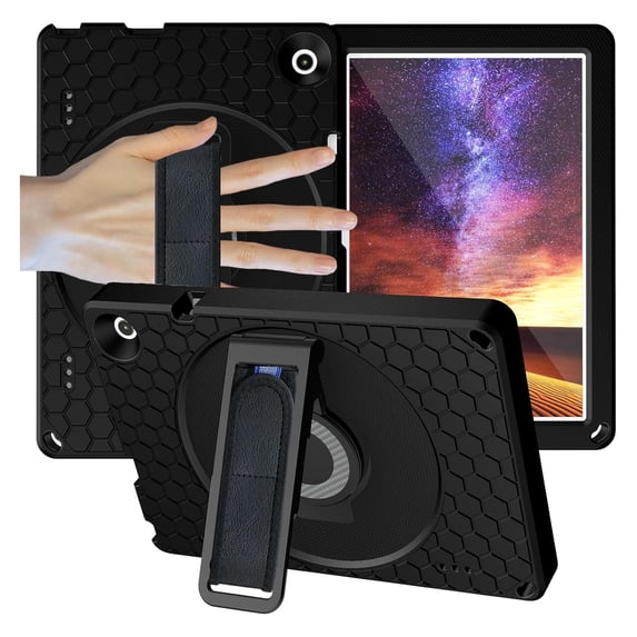 TECH CIRCLE Case for Onn 10.1" Gen 3 2022 Tablet,360 Rotating Stand Hand DropProof Shockproof Cover with Handle Strap/Shoulder Strap/Kickstand Protective Case for Onn 10.1 Model 100071485,Black