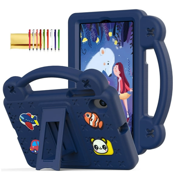 TECH CIRCLE Case for Onn 7" Tablet 2024 Gen 4, Cartoon Panda Shockproof Rugged Lightweight Convertible Stand Handles Kids Friendly Case for Onn 7 inch 4 Gen Tablet 2024 (Model:100135924),Navyblue