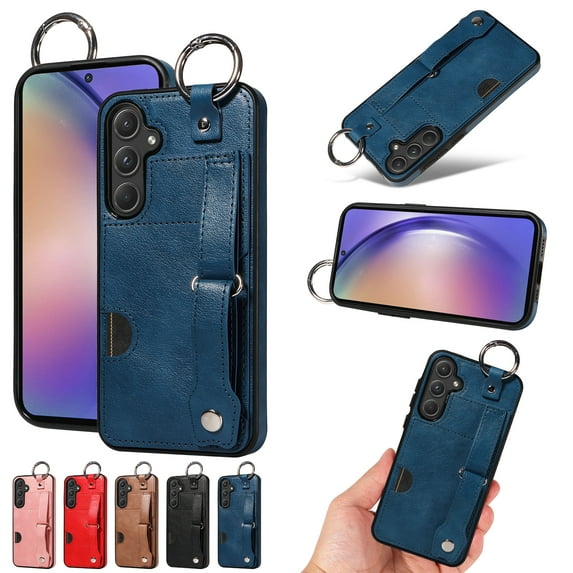 TECH CIRCLE Case for Samsung Galaxy A33 5G (6.4") 2022 - Lightweight Leather Phone Case with Stand & Card Holder & Buckle & Hand Strap, Protective Functional Cover, Blue