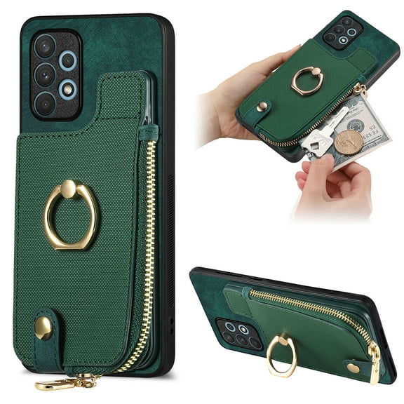 TECH CIRCLE Case for Samsung Galaxy S20+ (6.7-inch) - Practical Wallet Phone Case [Built-in Zipper Pocket & Card Slot] Protective Leather Cover with [Kickstand / Phone Ring Holder], Green