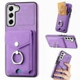 thumbnail image 1 of TECH CIRCLE Case for Samsung Galaxy S21 FE 6.4", [Built-in 2 Micro-SIM Card Slots] Slim Soft Shockproof Protective Cover with Ring Holder Stand + Card Holder Pocket + Eject Pin Holder - Lavender, 1 of 8
