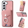 thumbnail image 1 of TECH CIRCLE Case for Samsung Galaxy S22 6.1", [Built-in 2 Micro-SIM Card Slots] Slim Soft Shockproof Protective Cover with Ring Holder Stand + Card Holder Pocket + Eject Pin Holder - Pink, 1 of 8