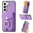 thumbnail image 1 of TECH CIRCLE Case for Samsung Galaxy S22+ 6.6", [Built-in 2 Micro-SIM Card Slots] Slim Soft Shockproof Protective Cover with Ring Holder Stand + Card Holder Pocket + Eject Pin Holder - Lavender, 1 of 8