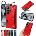 thumbnail image 1 of TECH CIRCLE Case for Samsung Galaxy S23 (6.1") 2023 - Lightweight Leather Phone Case with Stand & Card Holder & Buckle & Hand Strap, Protective Functional Cover, Red, 1 of 8