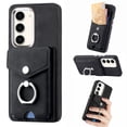 thumbnail image 1 of TECH CIRCLE Case for Samsung Galaxy S23 6.1", [Built-in 2 Micro-SIM Card Slots] Slim Soft Shockproof Protective Cover with Ring Holder Stand + Card Holder Pocket + Eject Pin Holder - Black, 1 of 8