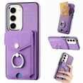 thumbnail image 1 of TECH CIRCLE Case for Samsung Galaxy S23 6.1", [Built-in 2 Micro-SIM Card Slots] Slim Soft Shockproof Protective Cover with Ring Holder Stand + Card Holder Pocket + Eject Pin Holder - Lavender, 1 of 8