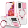 thumbnail image 1 of TECH CIRCLE Case for Samsung Galaxy S23 FE (6.4") - [Sliding Cover for Camera Protection] [Compatible with MagSafe] Shockproof Multifunctional Case with Hidden Kickstand/Phone Ring Holder,Pink White, 1 of 1