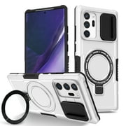 TECH CIRCLE Case for Samsung Galaxy S23 Ultra 6.8 - [Sliding Cover for Camera Protection] [Compatible with MagSafe] Shockproof Multifunctional Case with Hidden Kickstand/Phone Ring Holder,White