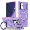 thumbnail image 1 of TECH CIRCLE Case for Samsung Galaxy S23 Ultra (6.8") - [Sliding Cover for Camera Protection] [Compatible with MagSafe] Shockproof Multifunctional Case with Hidden Kickstand/Phone Ring Holder,Purple, 1 of 9