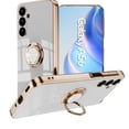 thumbnail image 1 of TECH CIRCLE Case for Samsung Galaxy S25 Edge (6.7", 2025) - Shiny Plating Cute Slim Case with Rotating Finger Ring Kickstand, Durable Soft Silicone Lightweight Protective Thin Phone Cover, White, 1 of 6