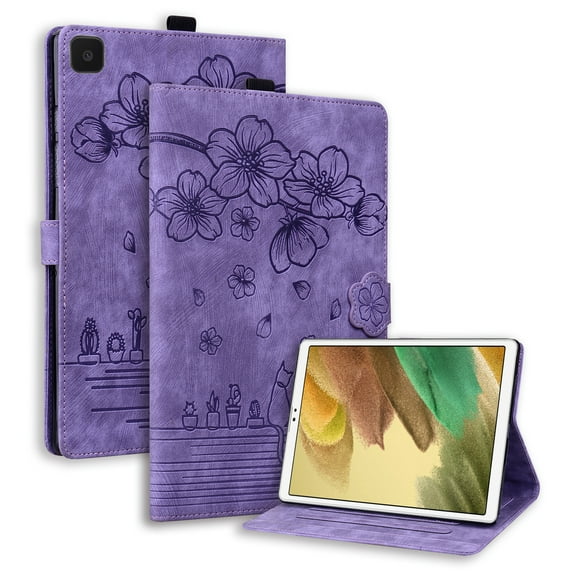 TECH CIRCLE Case for Samsung Galaxy Tab A7 Lite 8.7 Inch 2021, Colorful Embossing Premium PU Leather Slim Stand Card Slot Wallet Protective Case for Galaxy Tab A7 Lite 2021 SM-T220/T225/T227, Purple