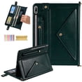 thumbnail image 1 of TECH CIRCLE Case for Samsung Galaxy Tab S9 FE 10.9",Galaxy Tab S9/S8/S7 Case 11",PU Leather Business Stand Protective Cover S Pen Holder Card Slots Shoulder Hand Strap Handbag Wallet Cover,Green, 1 of 6